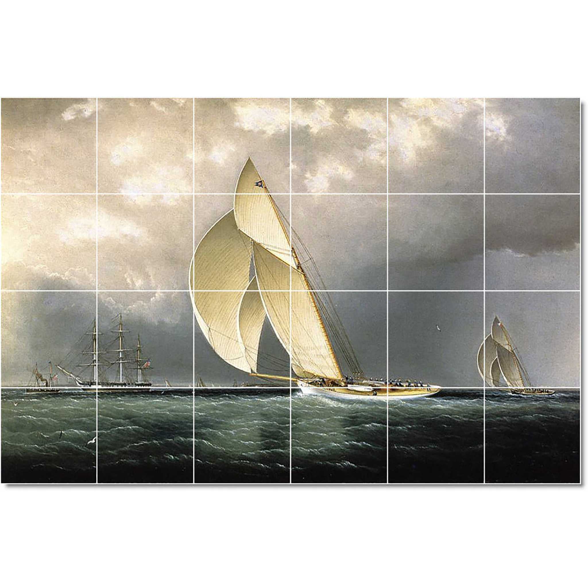 james buttersworth boat ship painting ceramic tile mural p22188