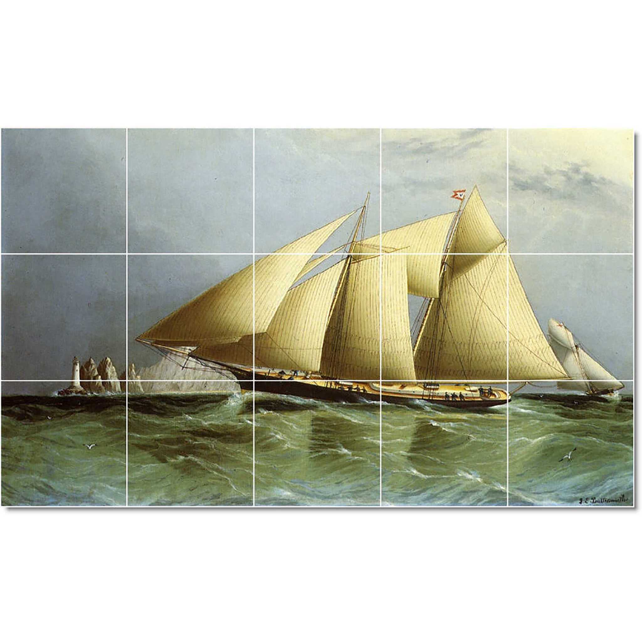 james buttersworth boat ship painting ceramic tile mural p22196