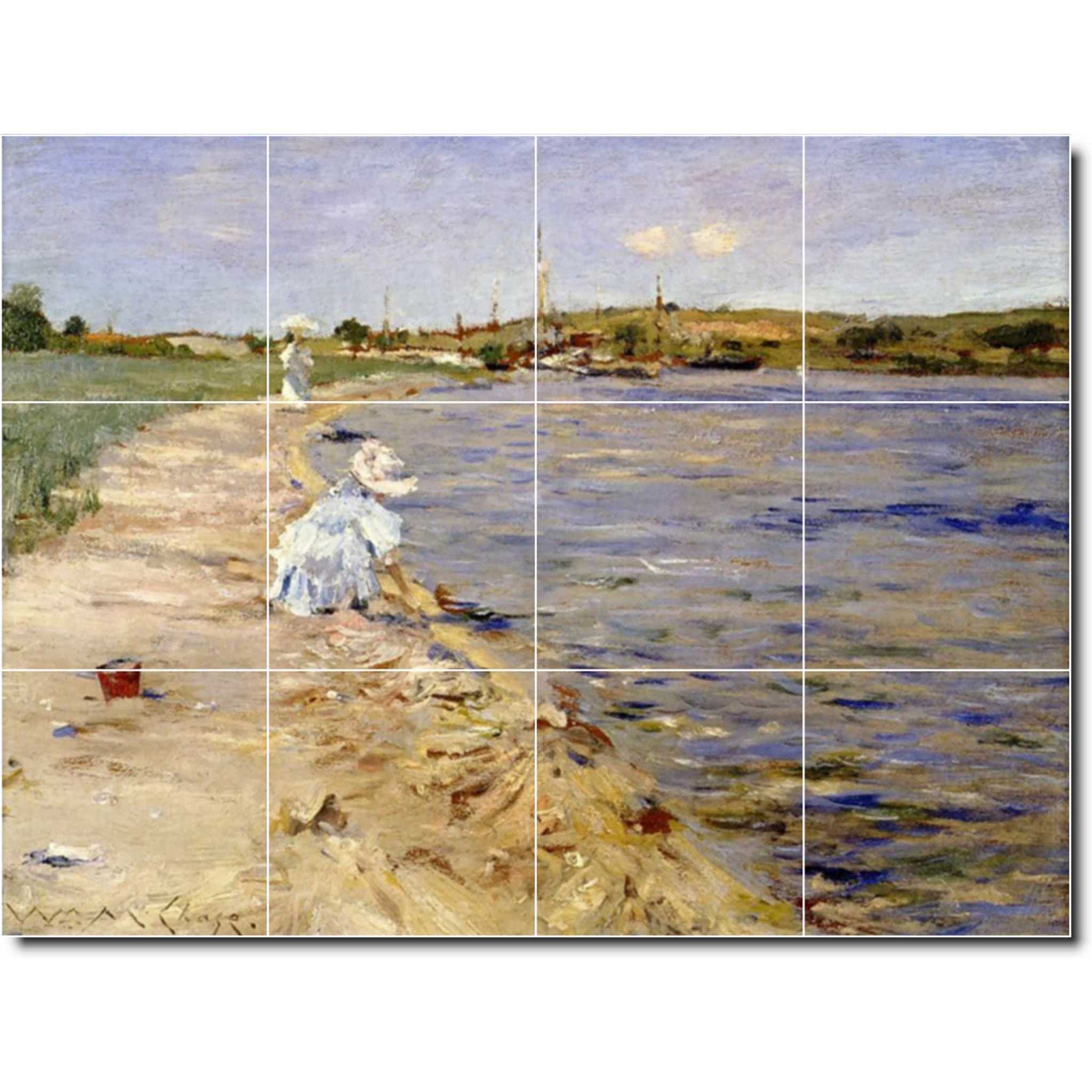 william chase waterfront painting ceramic tile mural p01495