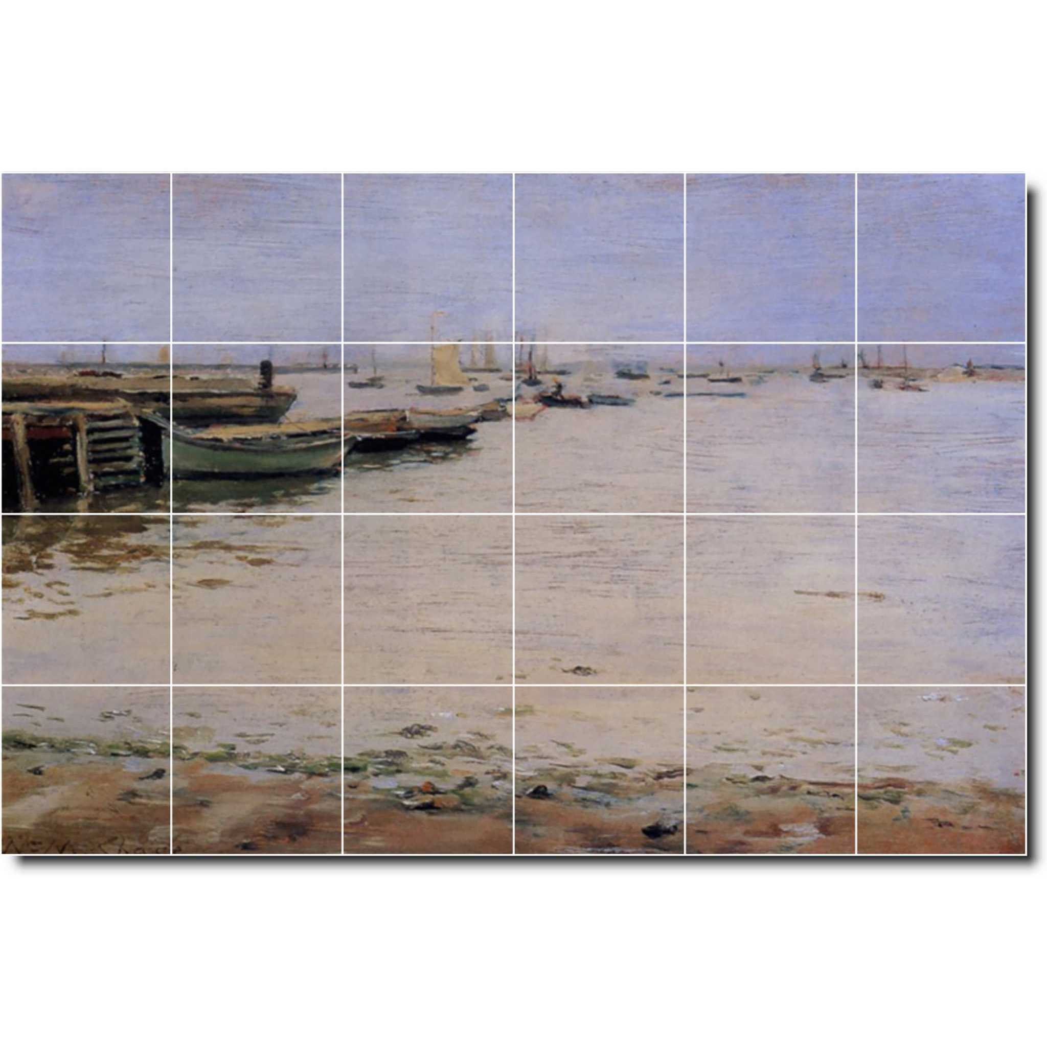william chase waterfront painting ceramic tile mural p01528