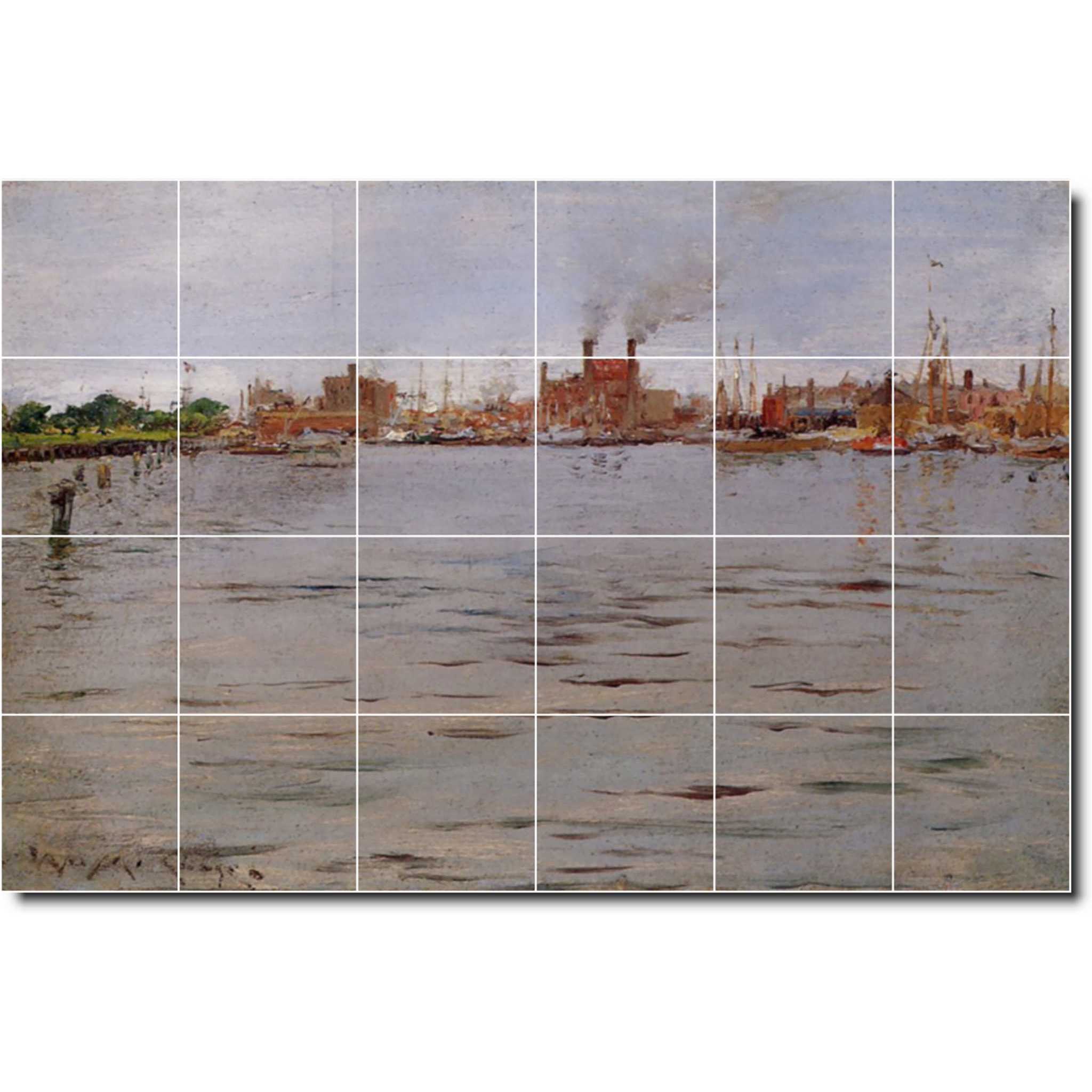 william chase waterfront painting ceramic tile mural p01531