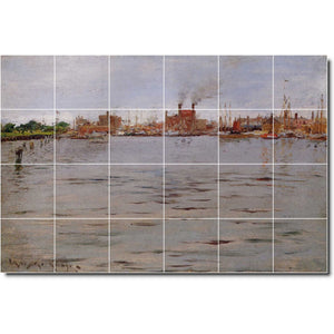 william chase waterfront painting ceramic tile mural p01531