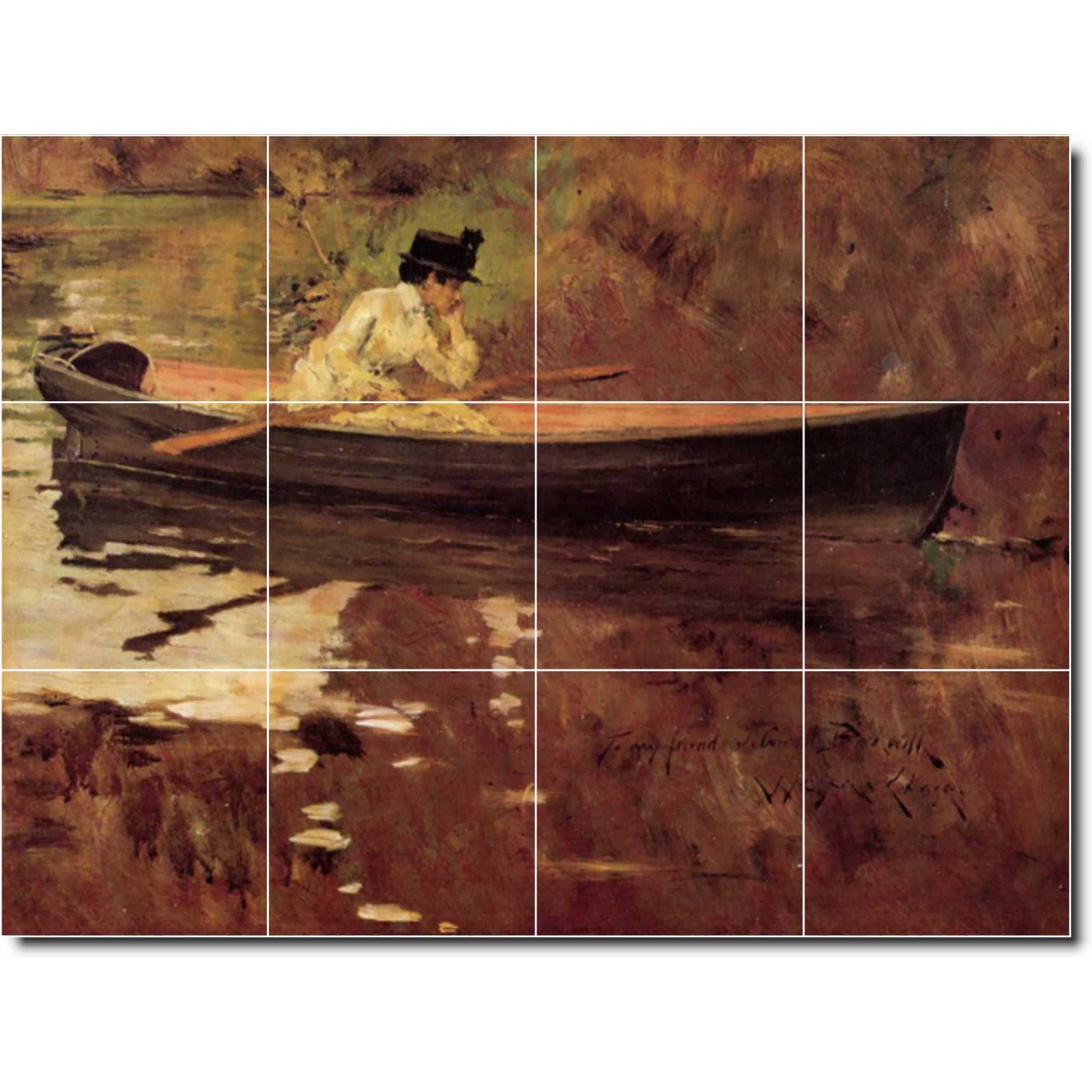 william chase woman painting ceramic tile mural p01567