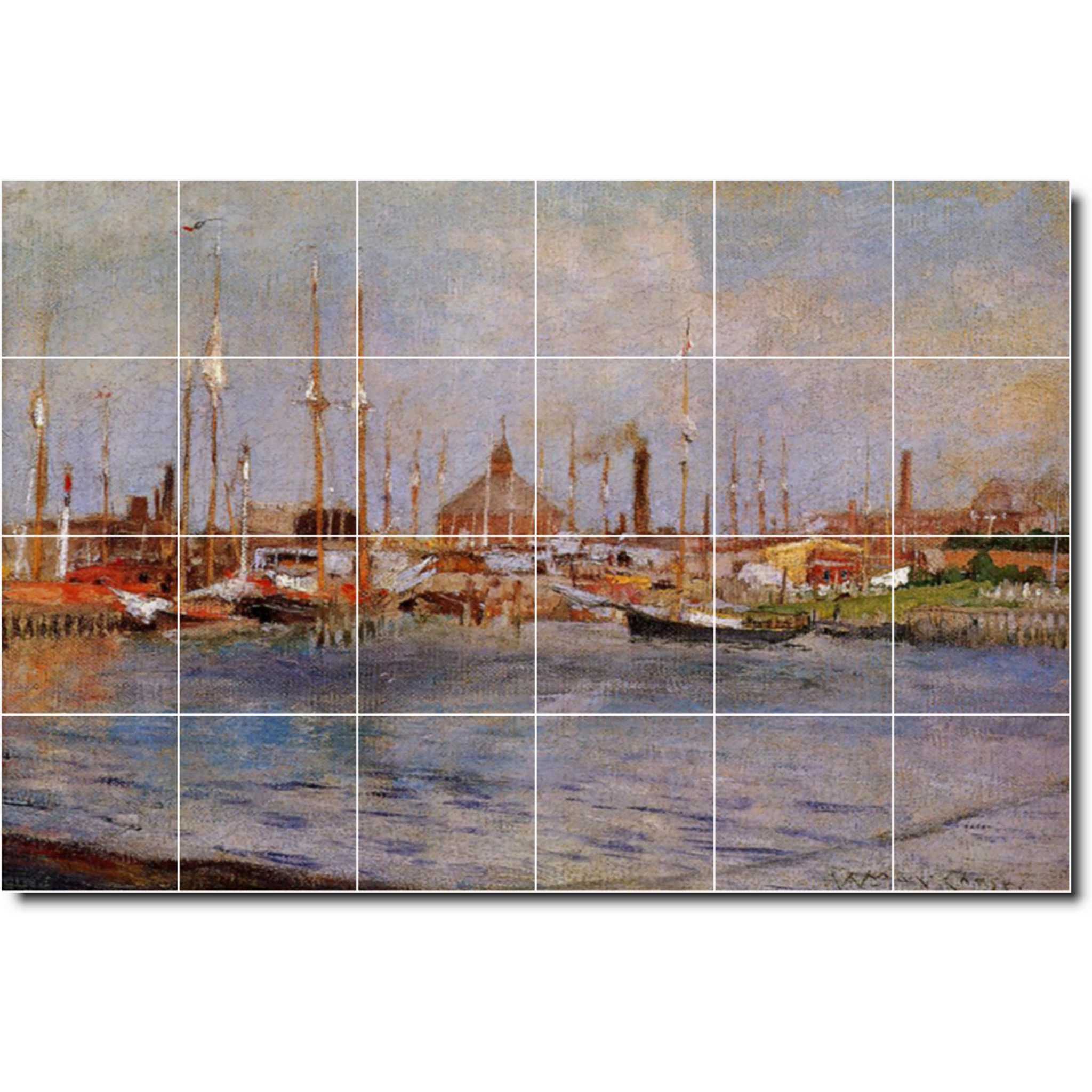 william chase waterfront painting ceramic tile mural p01574