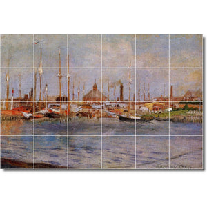 william chase waterfront painting ceramic tile mural p01574
