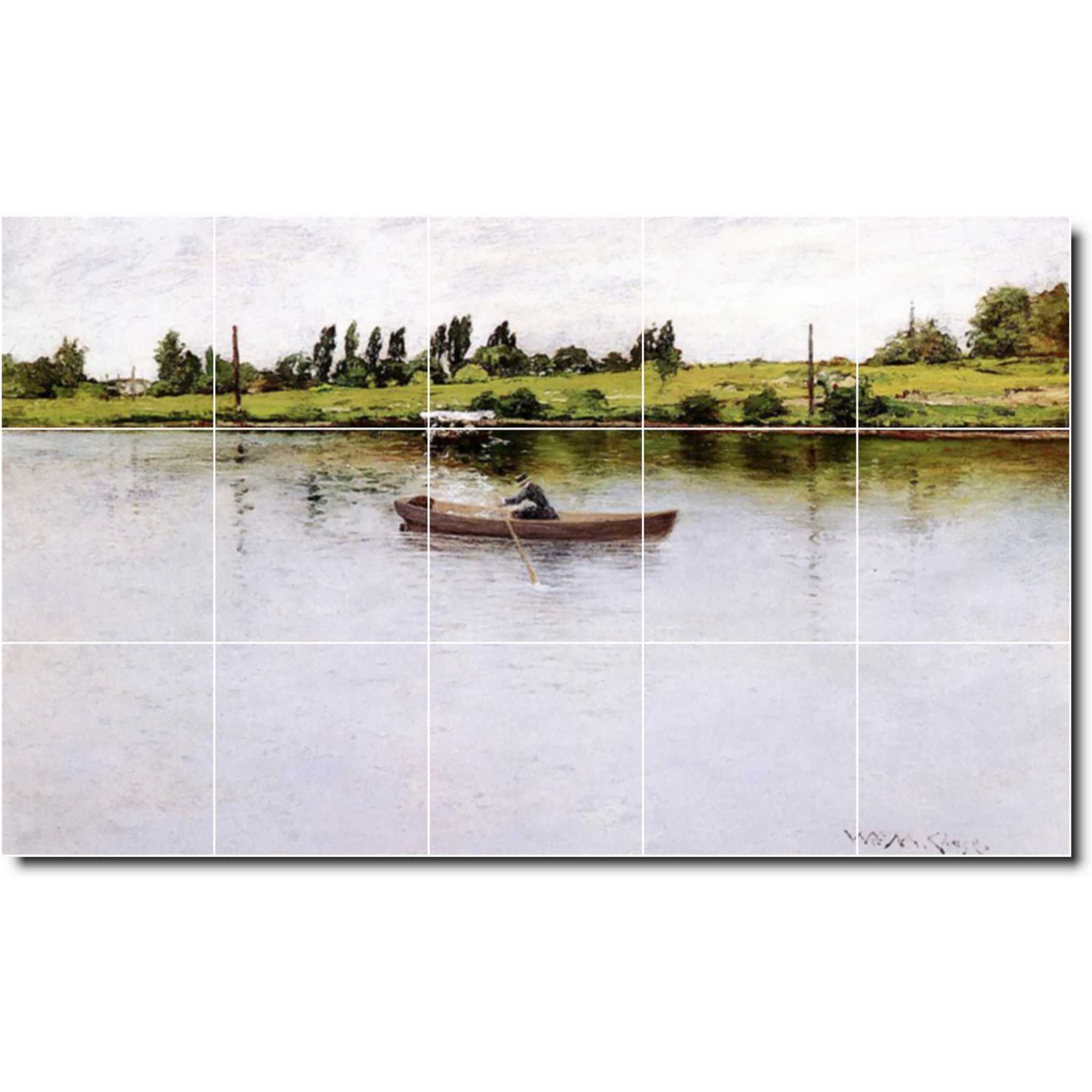 william chase waterfront painting ceramic tile mural p01611