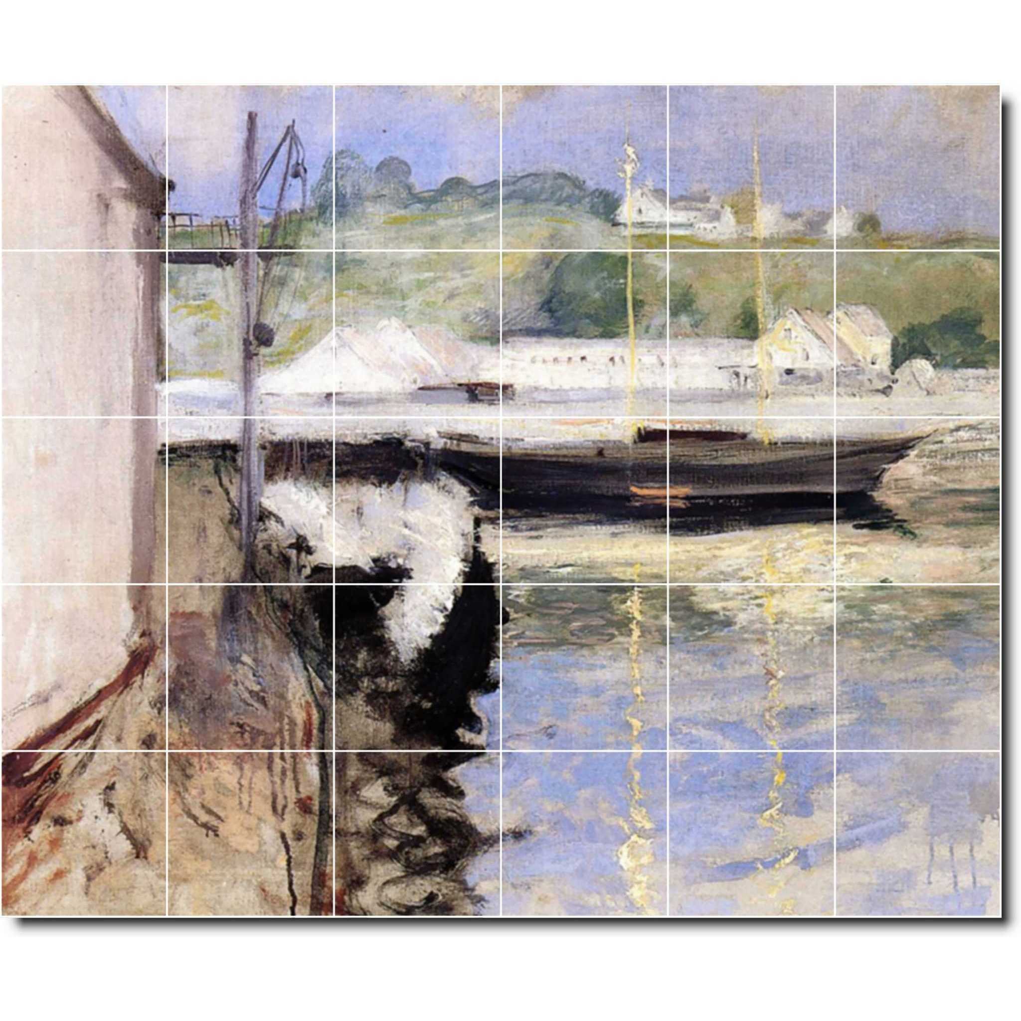 william chase waterfront painting ceramic tile mural p01624