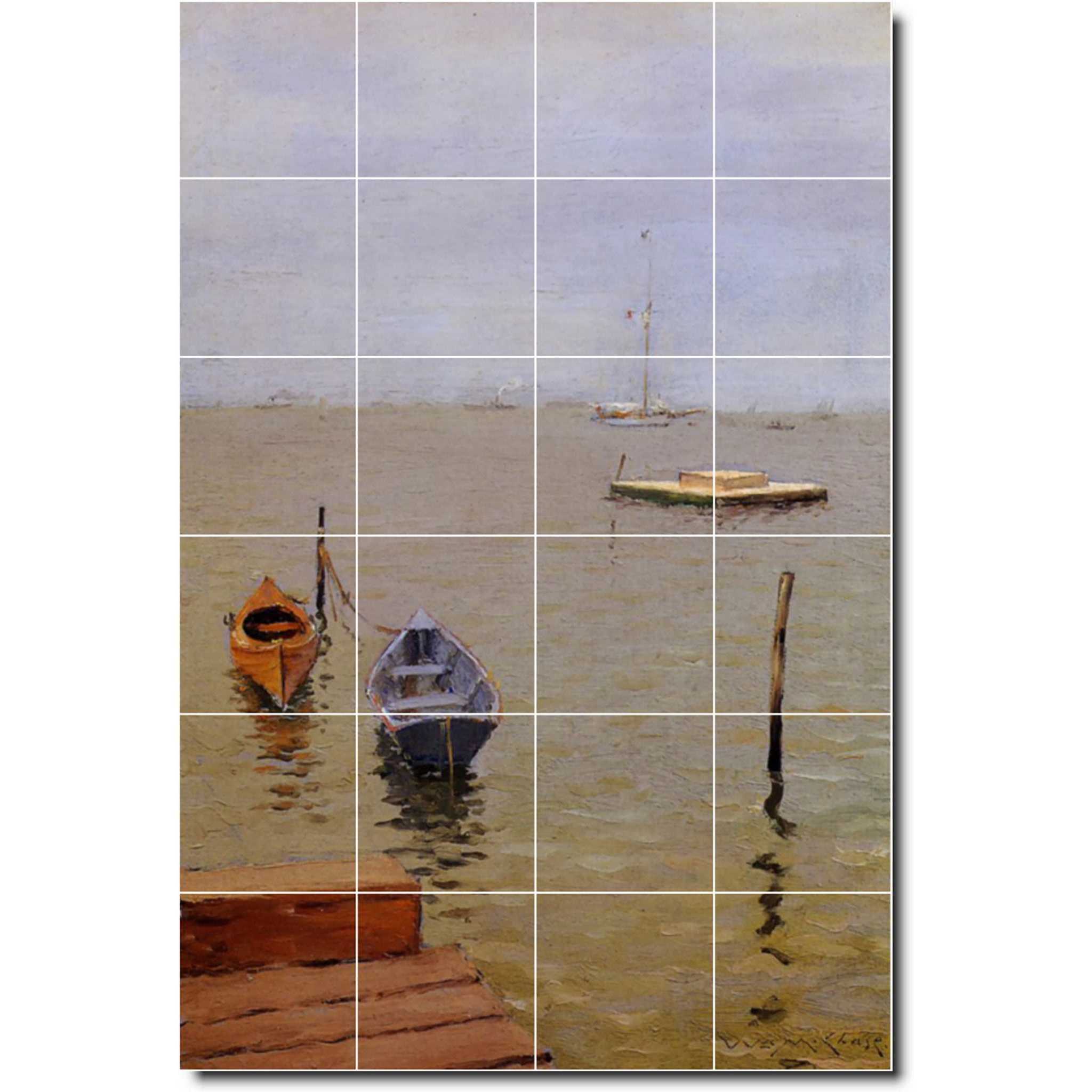 william chase waterfront painting ceramic tile mural p01640