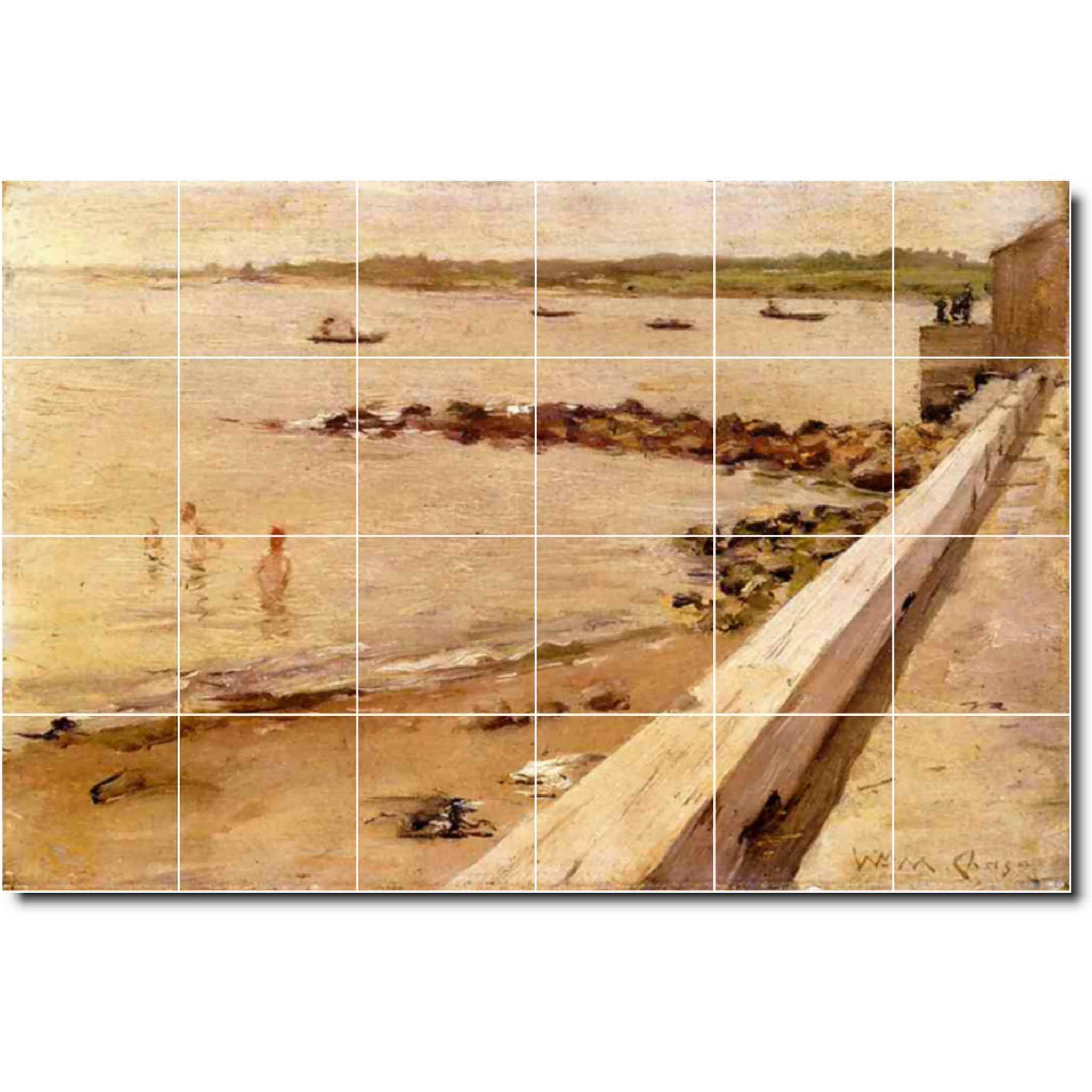 william chase waterfront painting ceramic tile mural p01656