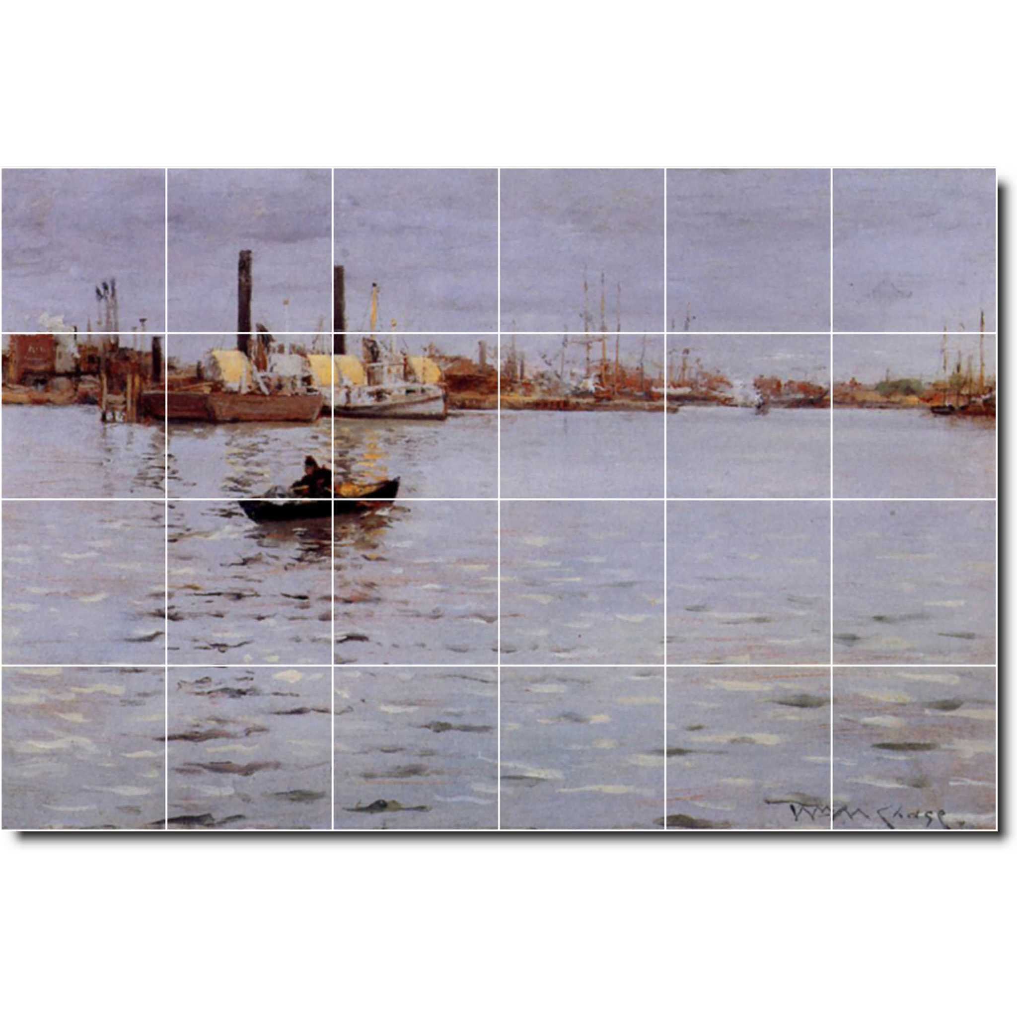 william chase waterfront painting ceramic tile mural p01666