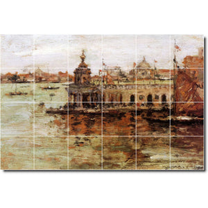william chase waterfront painting ceramic tile mural p01704