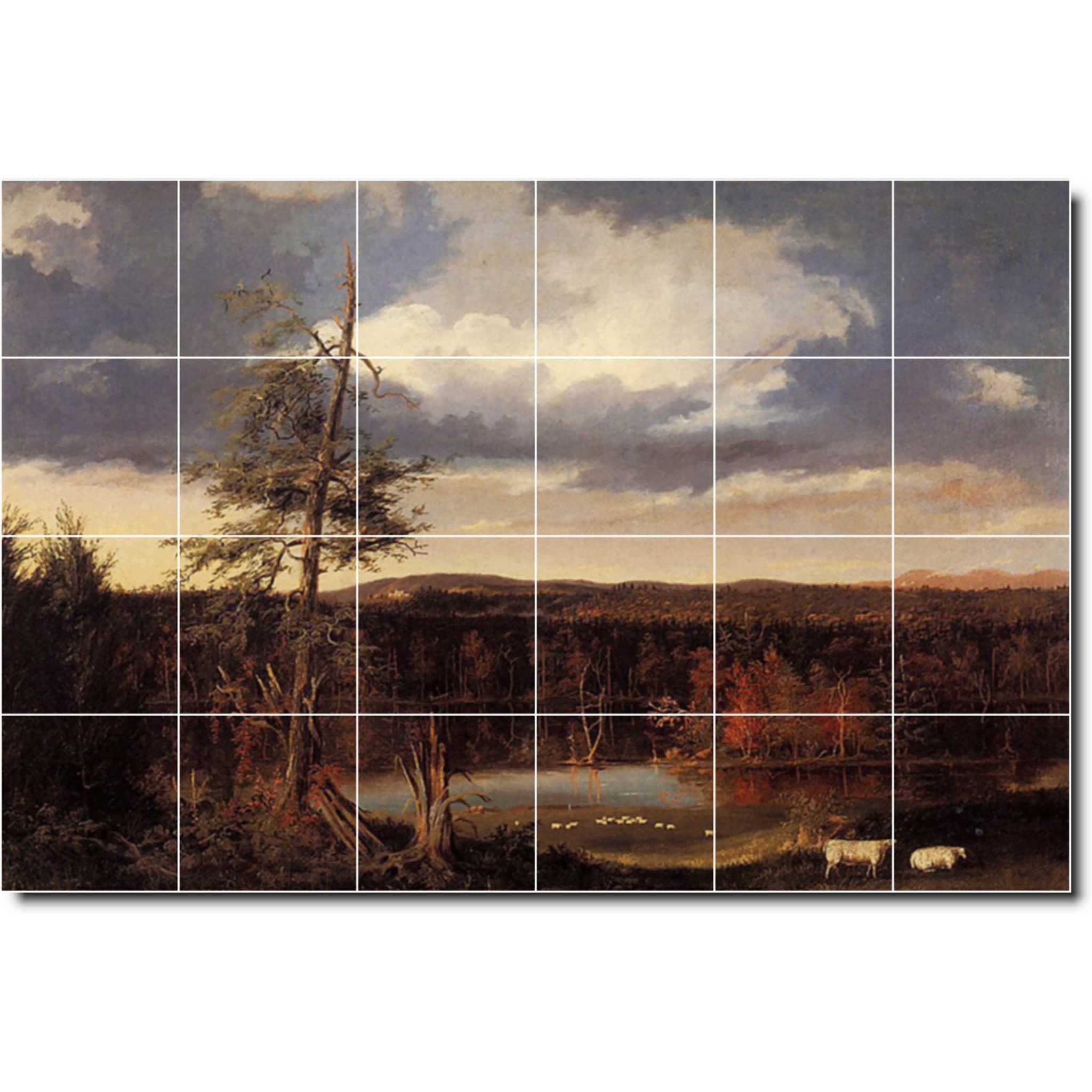 thomas cole landscape painting ceramic tile mural p01839