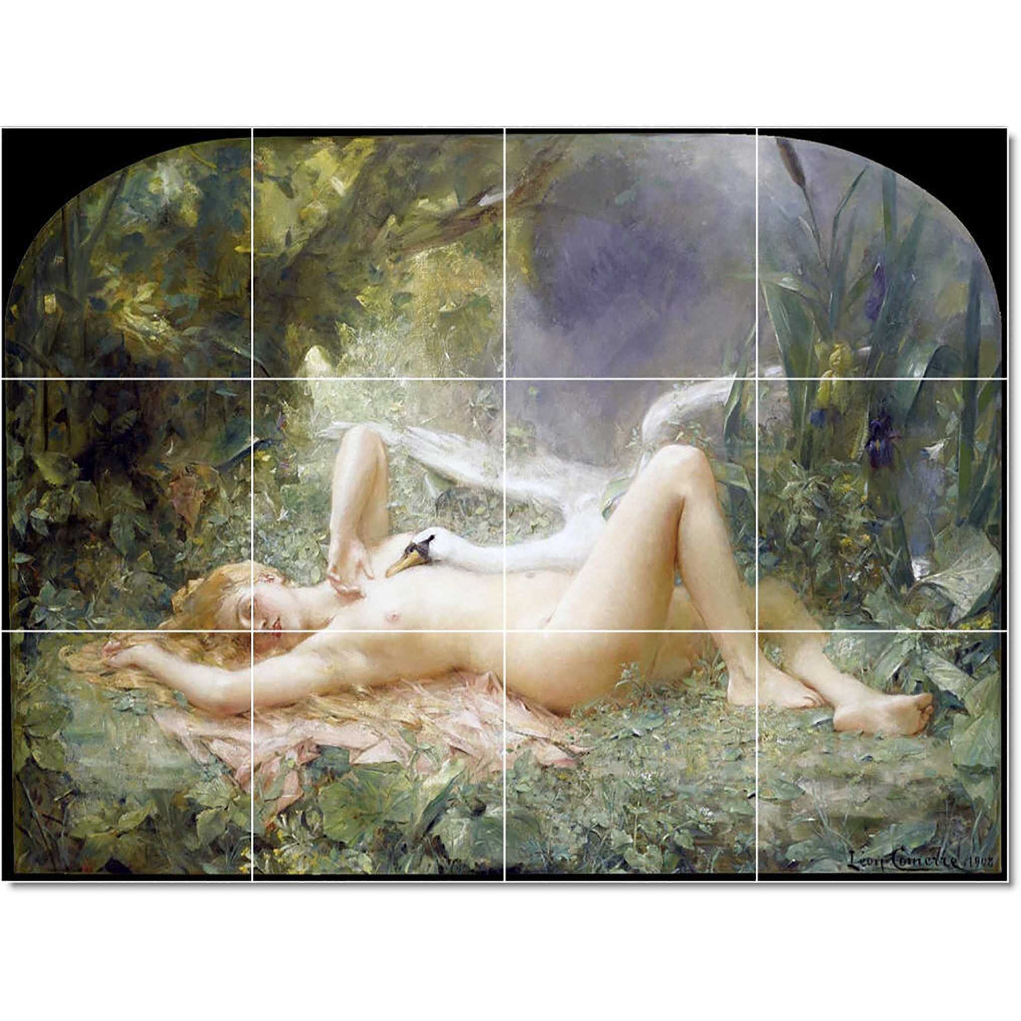 leon francois comerre nude painting ceramic tile mural p22253