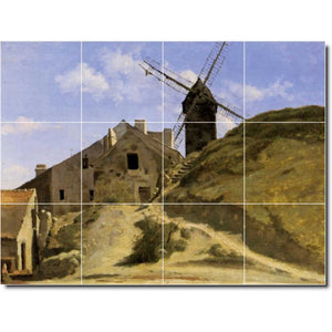 jean corot village painting ceramic tile mural p02023