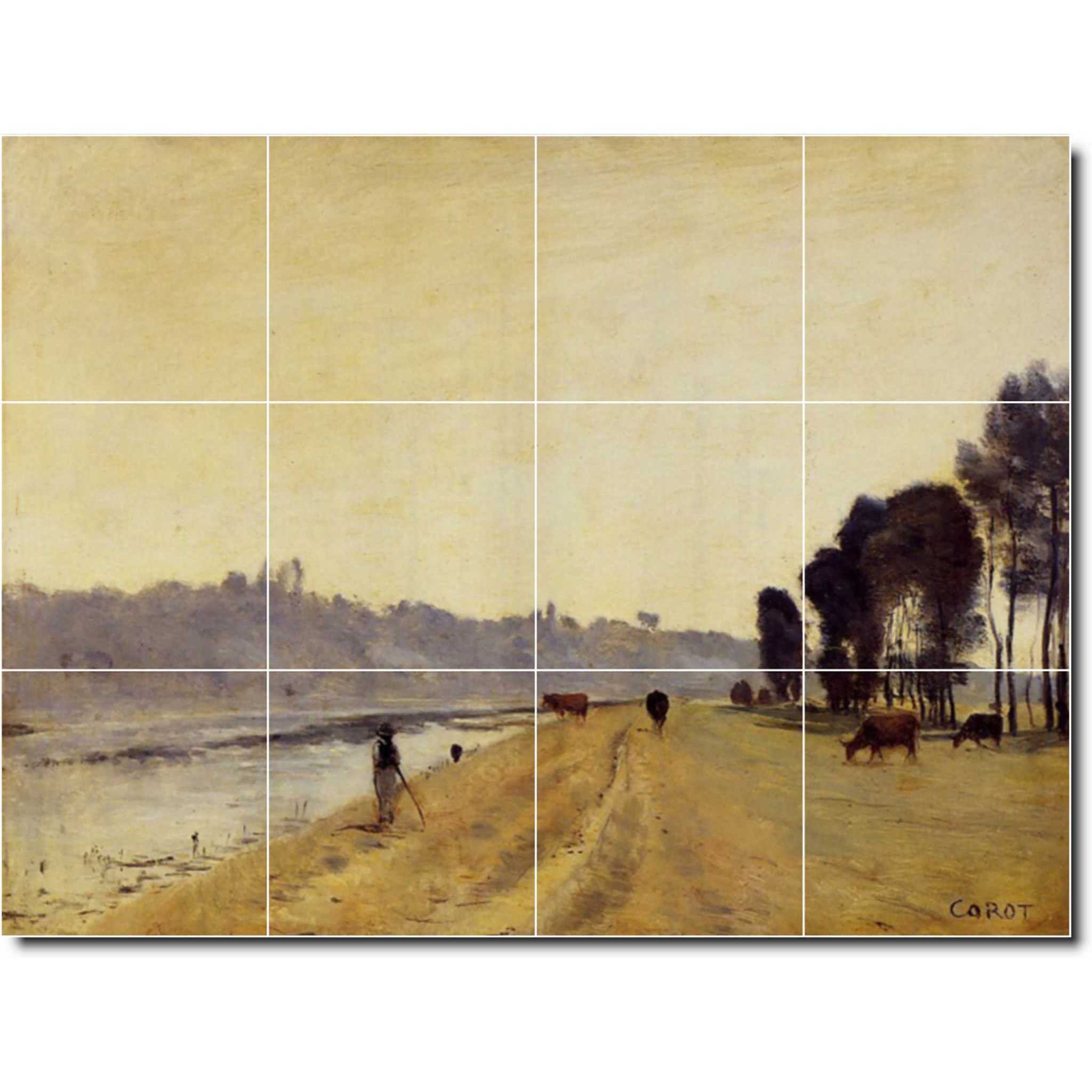 jean corot country painting ceramic tile mural p02029