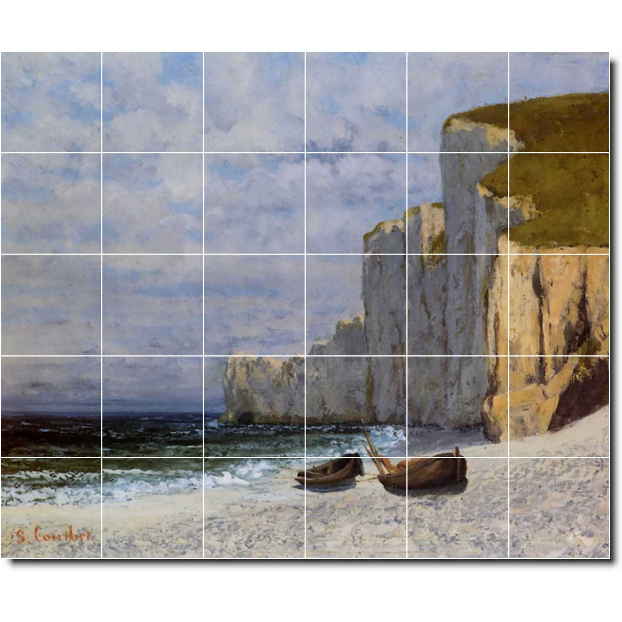 gustave courbet waterfront painting ceramic tile mural p02157