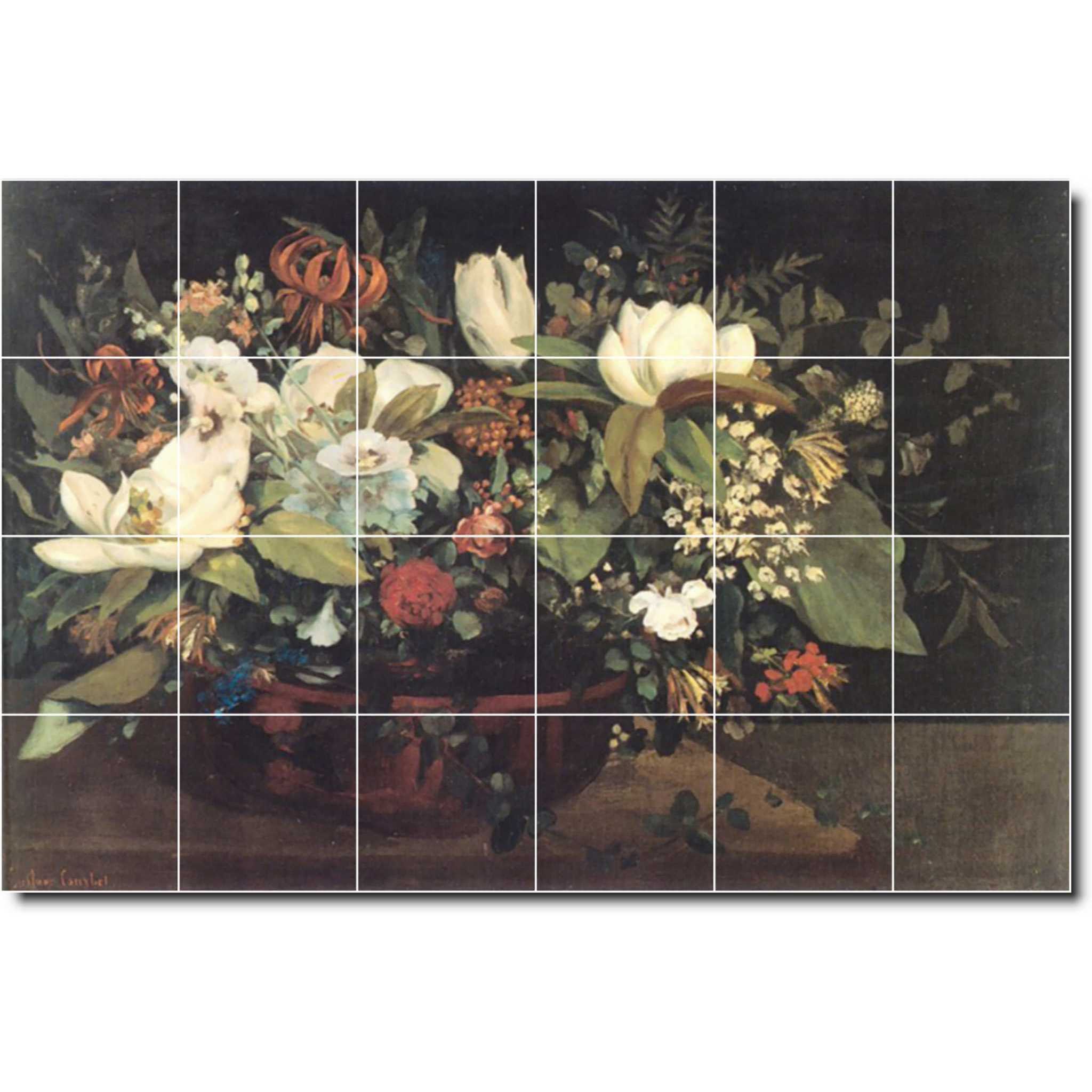 gustave courbet flower painting ceramic tile mural p02161