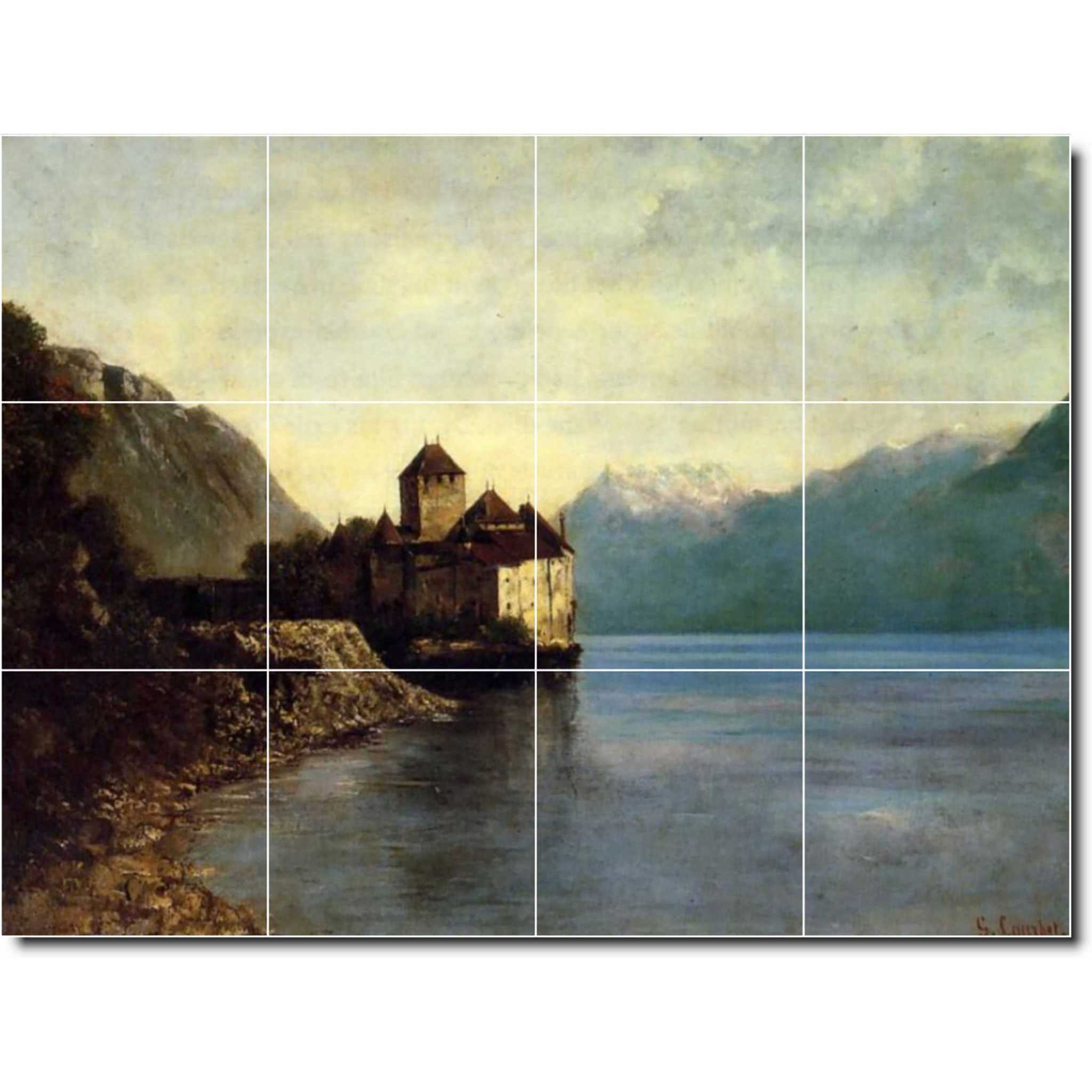 gustave courbet waterfront painting ceramic tile mural p02165