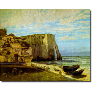 gustave courbet waterfront painting ceramic tile mural p02166