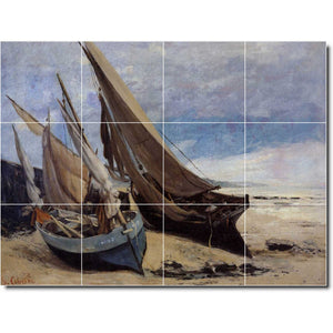 gustave courbet boat ship painting ceramic tile mural p02172