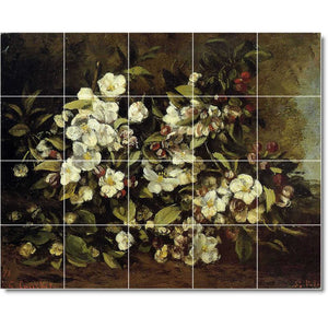 gustave courbet flower painting ceramic tile mural p02173