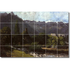 gustave courbet country painting ceramic tile mural p02186