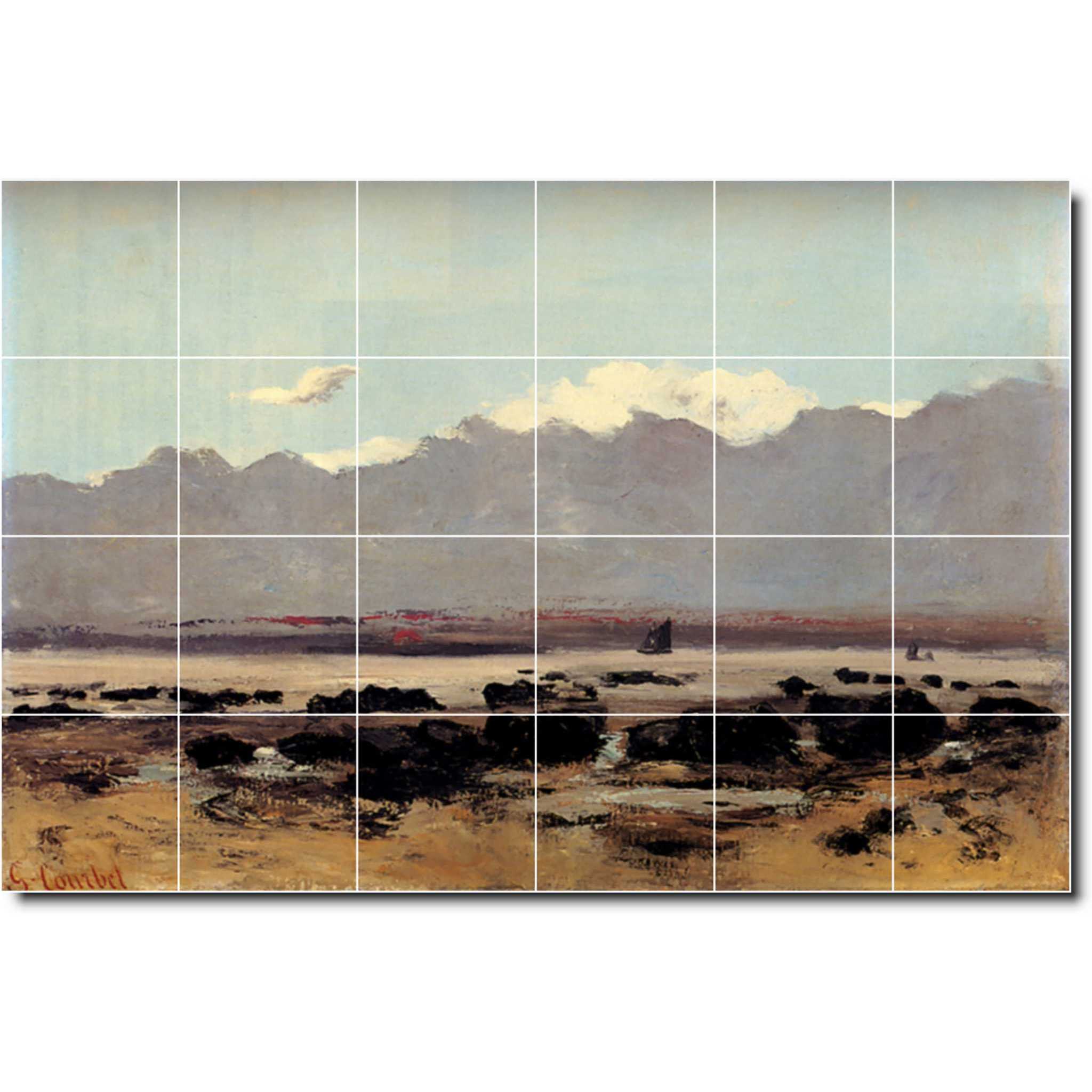 gustave courbet waterfront painting ceramic tile mural p02204