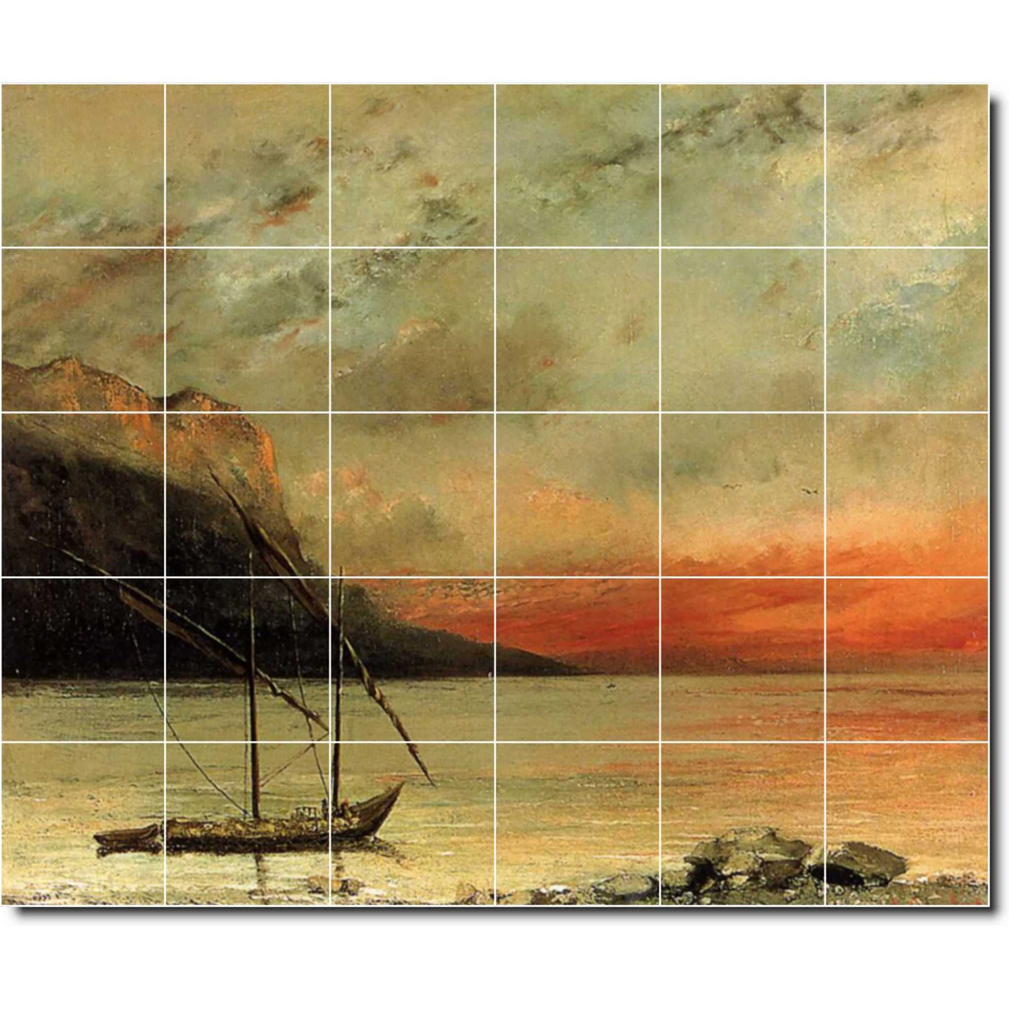 gustave courbet waterfront painting ceramic tile mural p02210