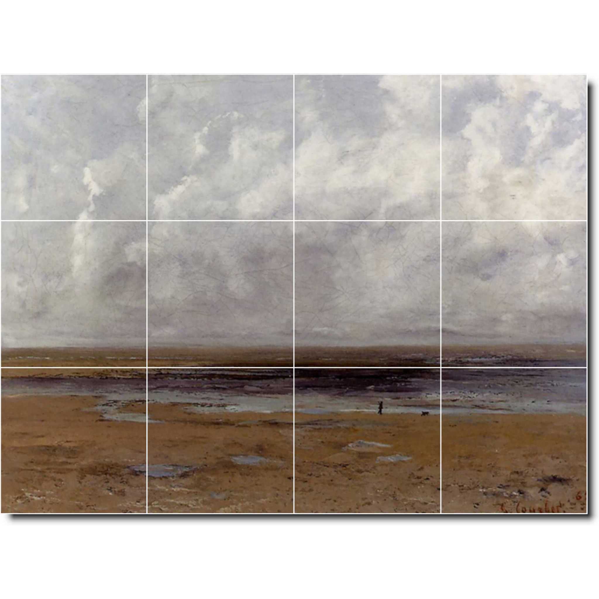 gustave courbet waterfront painting ceramic tile mural p02212