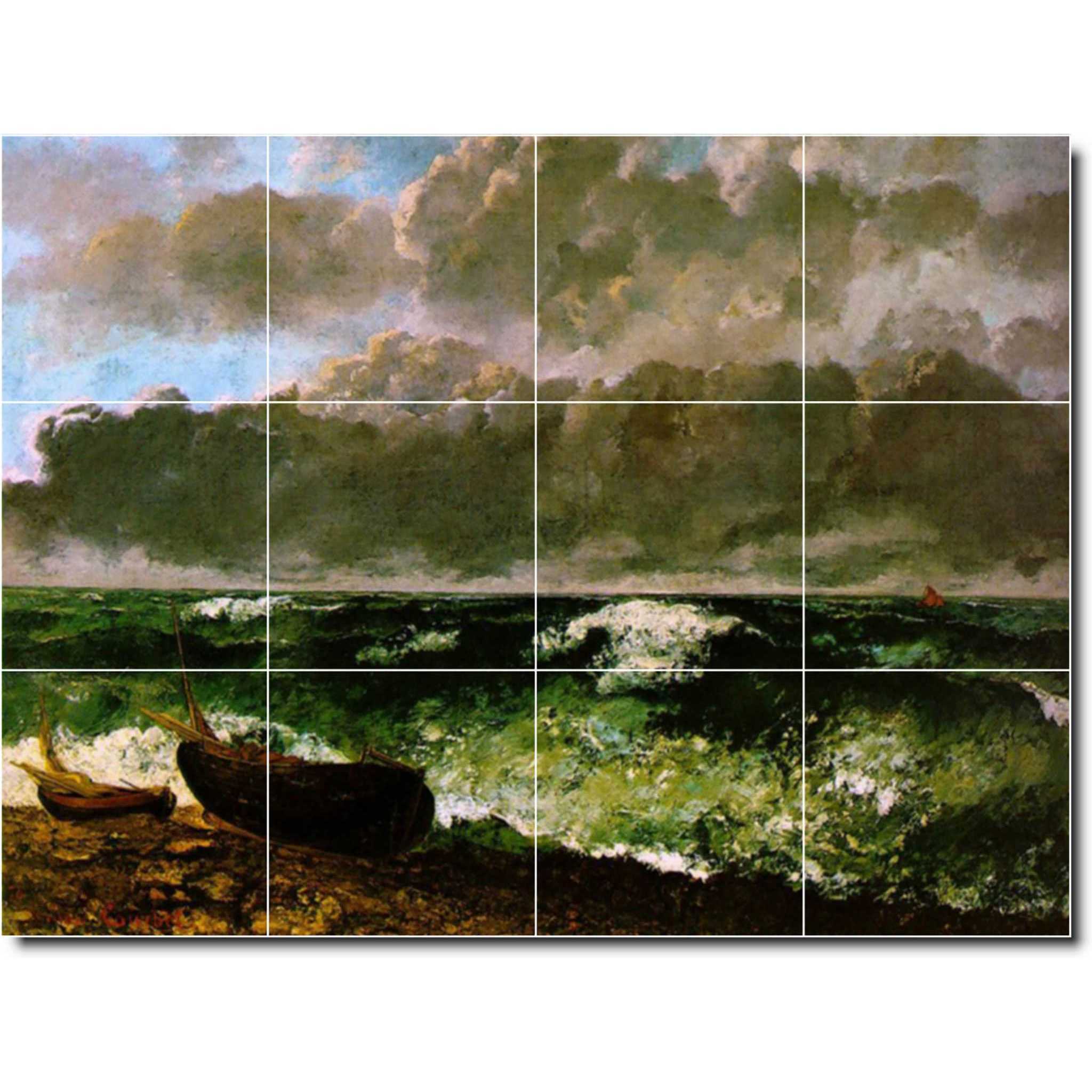 gustave courbet waterfront painting ceramic tile mural p02231