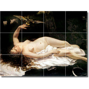 gustave courbet nude painting ceramic tile mural p02237