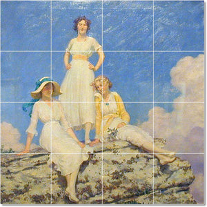 charles courtney curran woman painting ceramic tile mural p22275