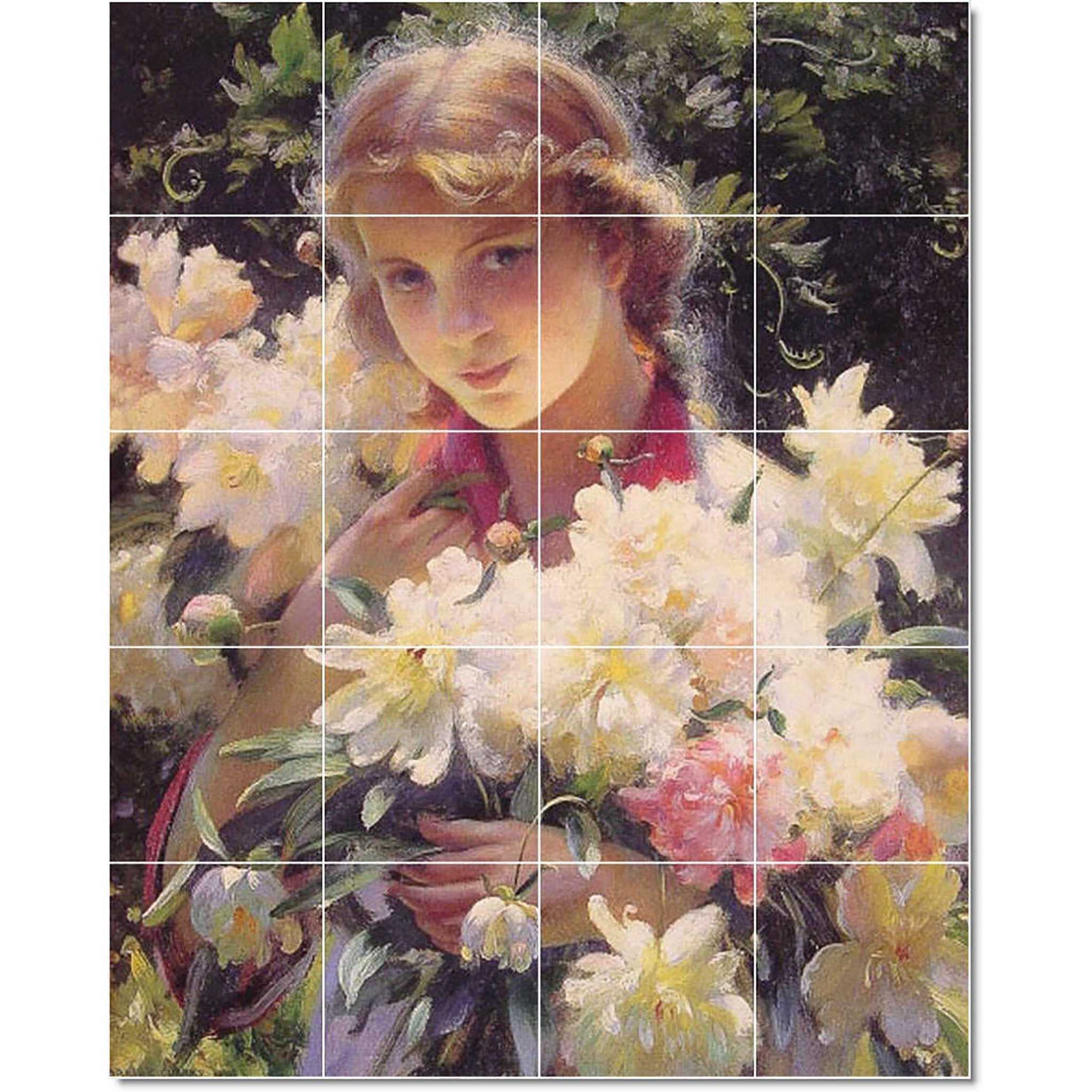 charles courtney curran flower painting ceramic tile mural p22277