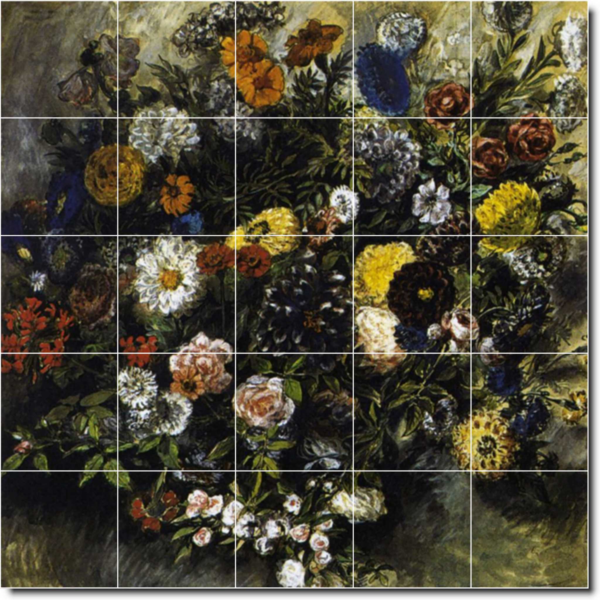 eugene delacroix flower painting ceramic tile mural p02471