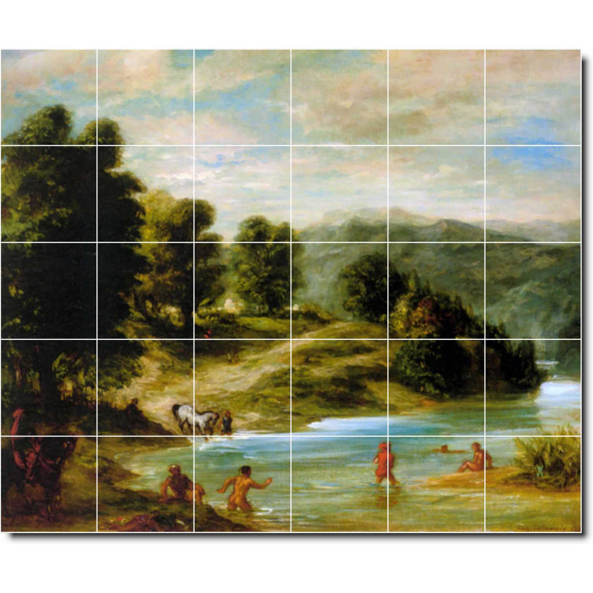 eugene delacroix landscape painting ceramic tile mural p02530