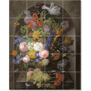 johann drechsler flower painting ceramic tile mural p22346