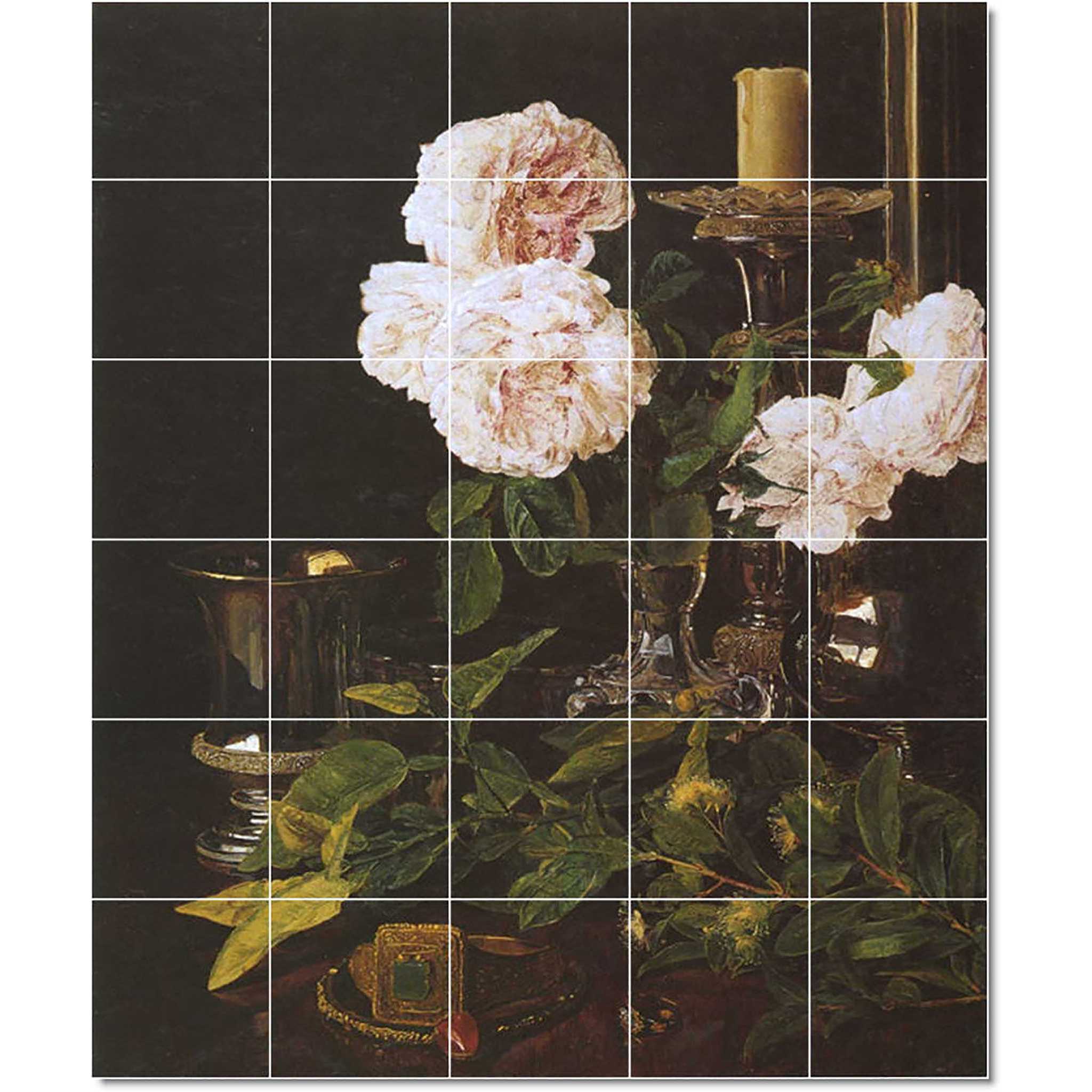 georg waldmuller ferdinand flower painting ceramic tile mural p22425