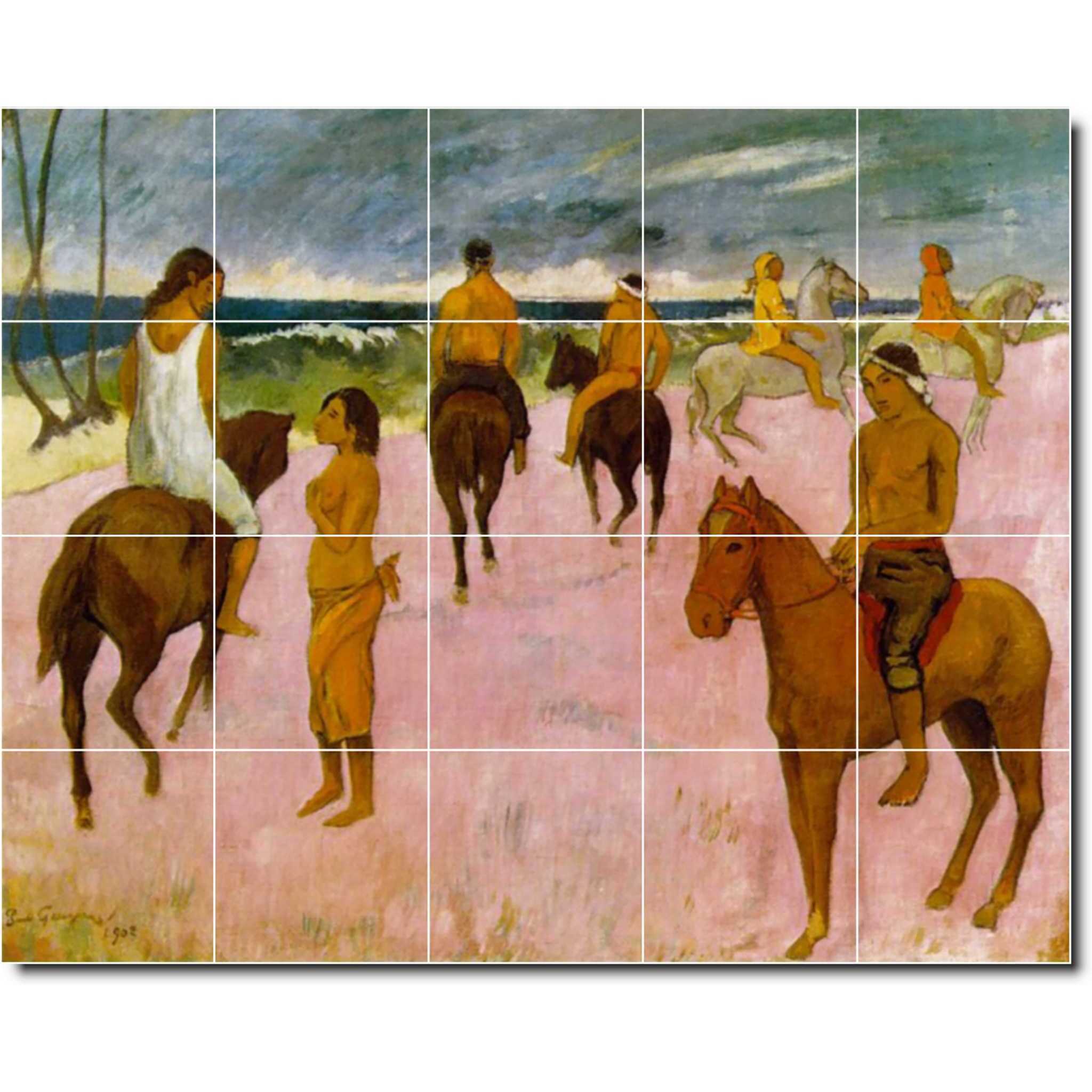 paul gauguin horse painting ceramic tile mural p03350