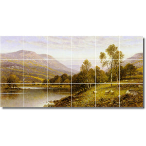 alfred glendening landscape painting ceramic tile mural p03586