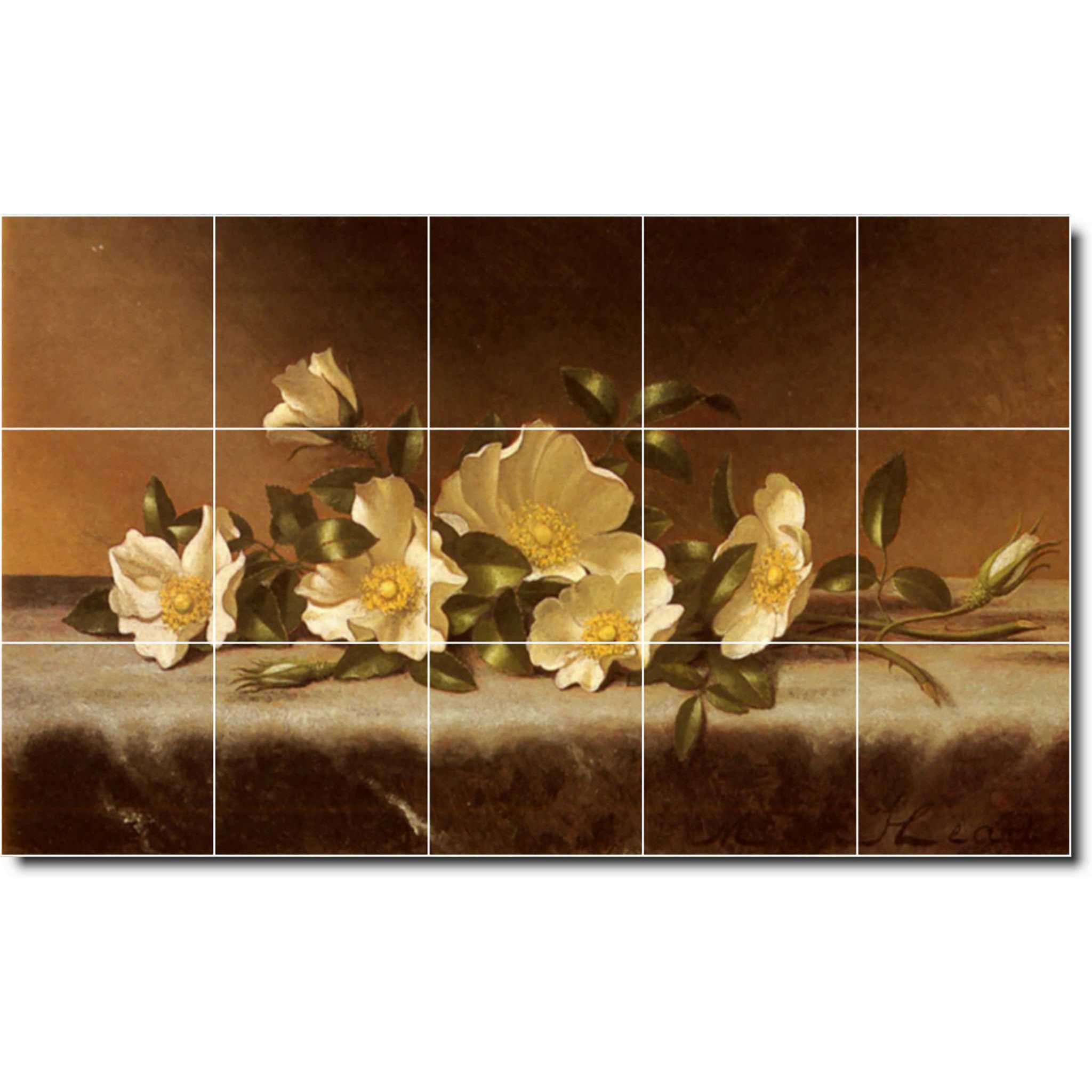 martin heade flower painting ceramic tile mural p04179