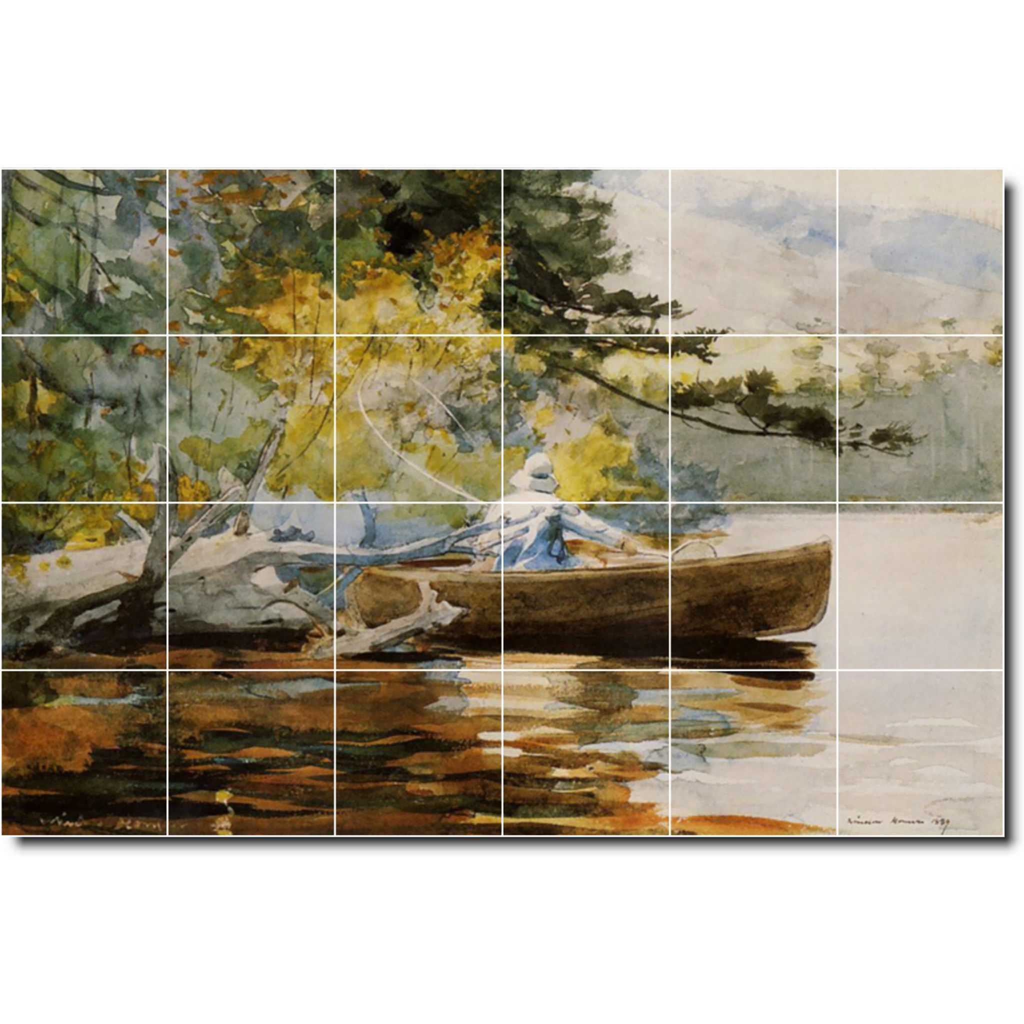 Winslow Homer Country Painting Ceramic Tile Mural P04319-XL. 72"W x 48"H (24) 12x12 tiles