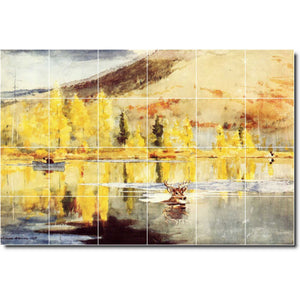 Winslow Homer Waterfront Painting Ceramic Tile Mural P04336-XL. 72"W x 48"H (24) 12x12 tiles