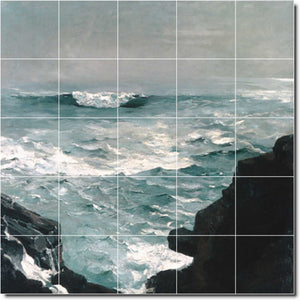 Winslow Homer Waterfront Painting Ceramic Tile Mural P04365-XL. 60"W x 60"H (25) 12x12 tiles