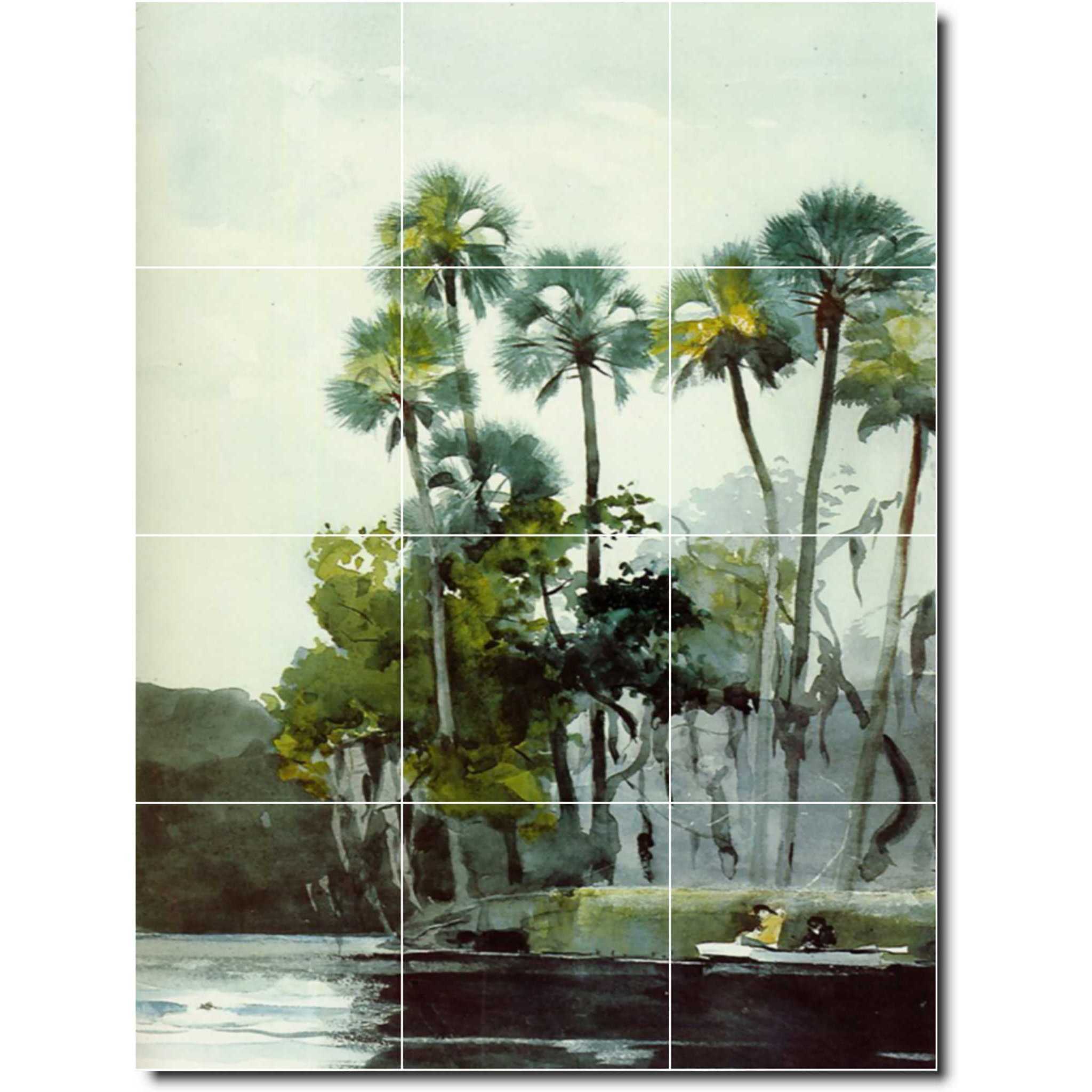 Winslow Homer Country Painting Ceramic Tile Mural P04410-XL. 36"W x 48"H (12) 12x12 tiles