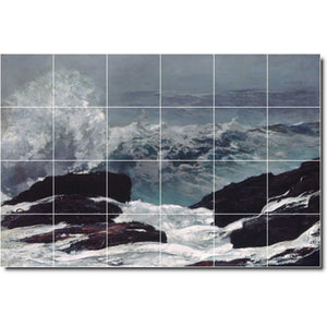 Winslow Homer Waterfront Painting Ceramic Tile Mural P04424-XL. 72"W x 48"H (24) 12x12 tiles