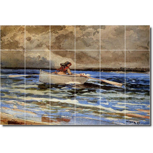 winslow homer boat ship painting ceramic tile mural p04455