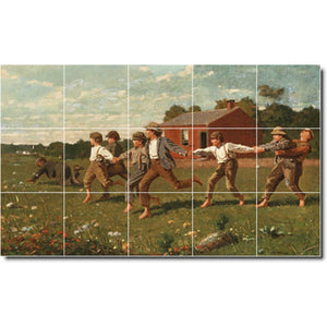 Winslow Homer Children Painting Ceramic Tile Mural P04466-XL. 60"W x 36"H (15) 12x12 tiles