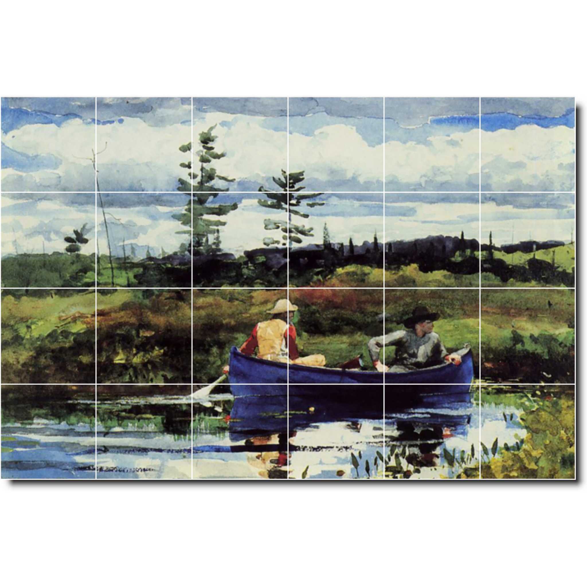 Winslow Homer Country Painting Ceramic Tile Mural P04478-XL. 72"W x 48"H (24) 12x12 tiles