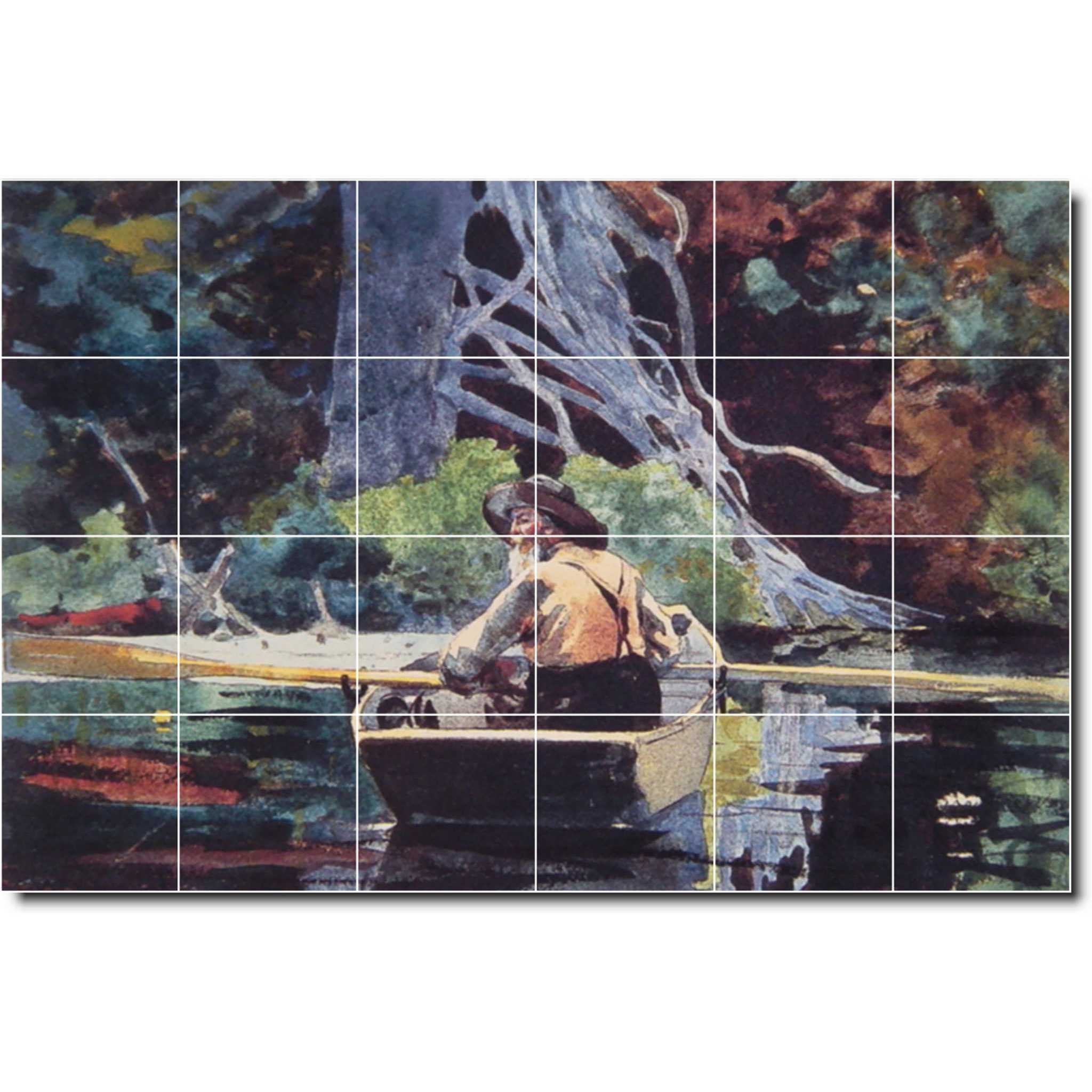 Winslow Homer Country Painting Ceramic Tile Mural P04505-XL. 72"W x 48"H (24) 12x12 tiles