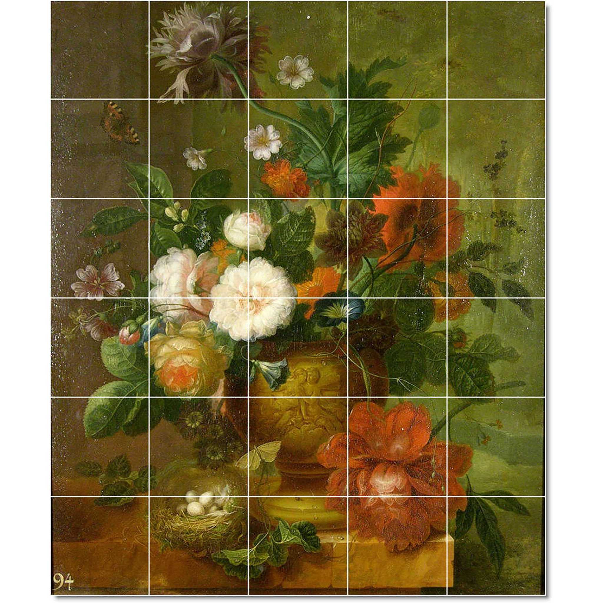 jan van huysum flower painting ceramic tile mural p22639